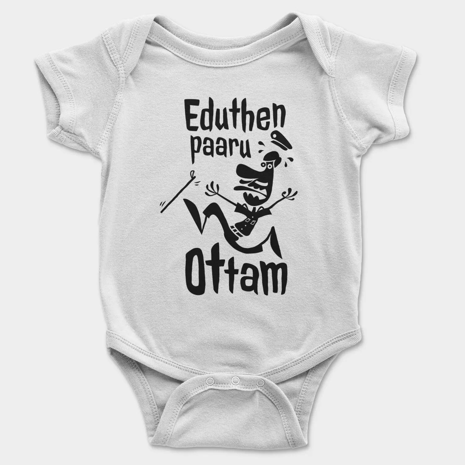Eduthen Paaru Ottam Onesie/Romper in White Color