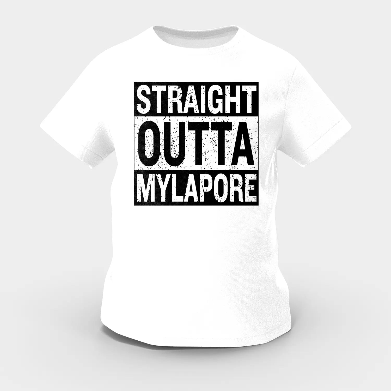 Straight Outta Mylapore Girls Round Neck T-Shirt in White Color