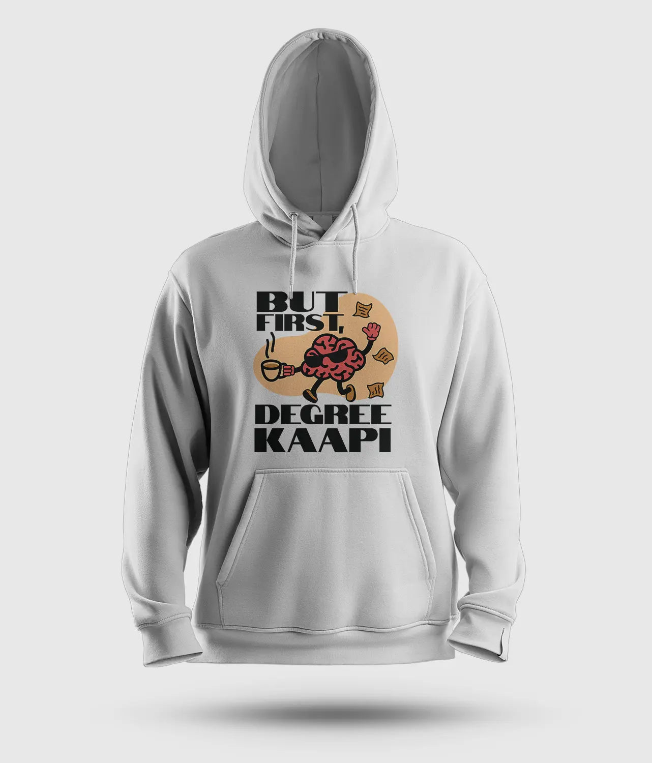 But First Degree Kaapi Men/Unisex Hoodie in White Color