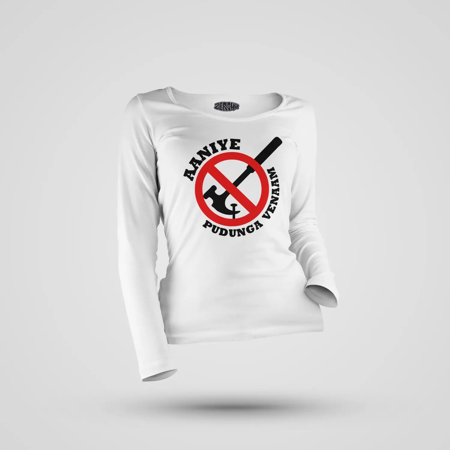 Aaniye Pudunga Venaam Women's Long Sleeve T-Shirt in White Color