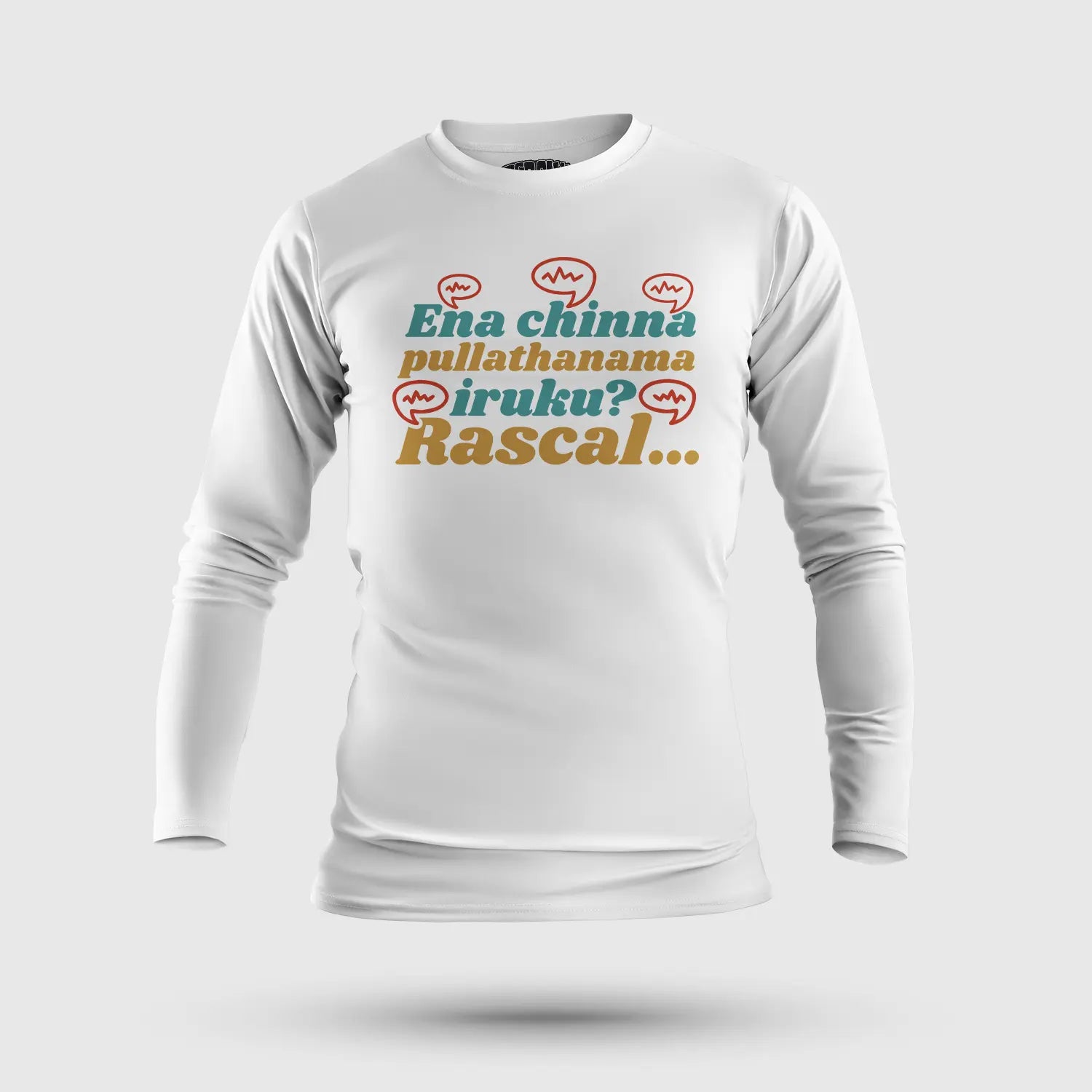 Ena Chinna Pulla Thanama Iruku Rascal Men/Unisex Long Sleeve T-Shirt in White Color