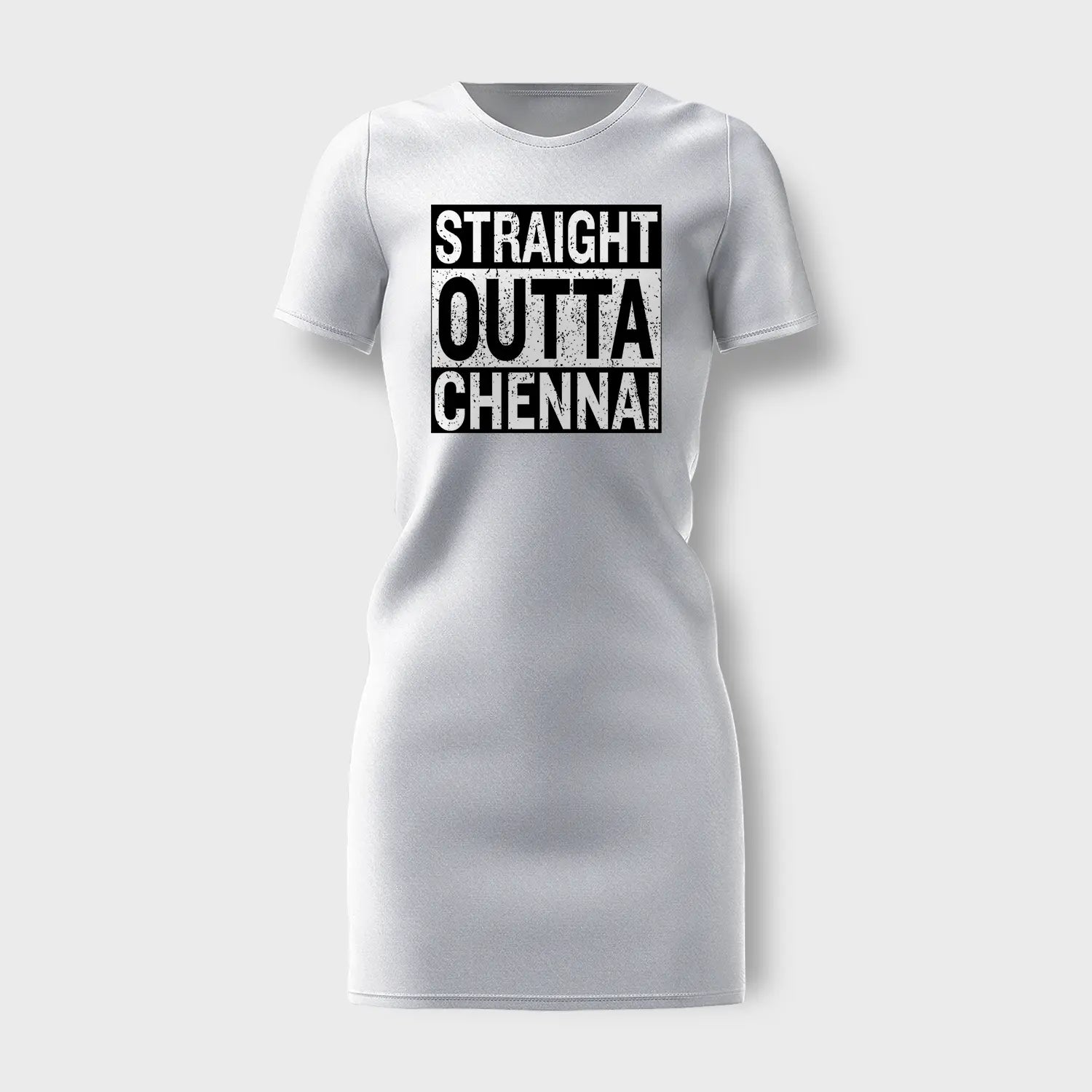 Straight Outta Chennai Women's T-Shirt Dress in White Color