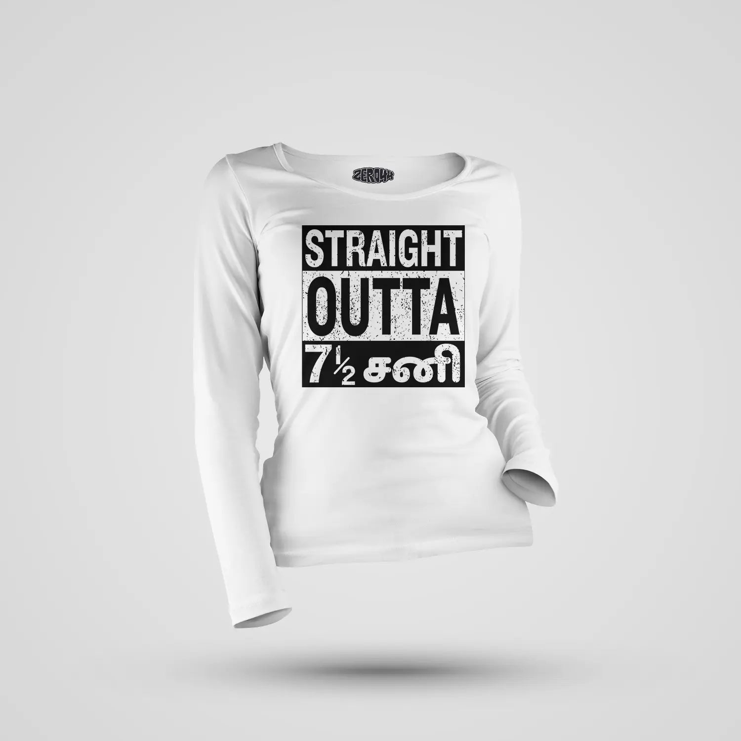 Straight Outta 7½ Sani - Tamil Women's Long Sleeve T-Shirt in White Color