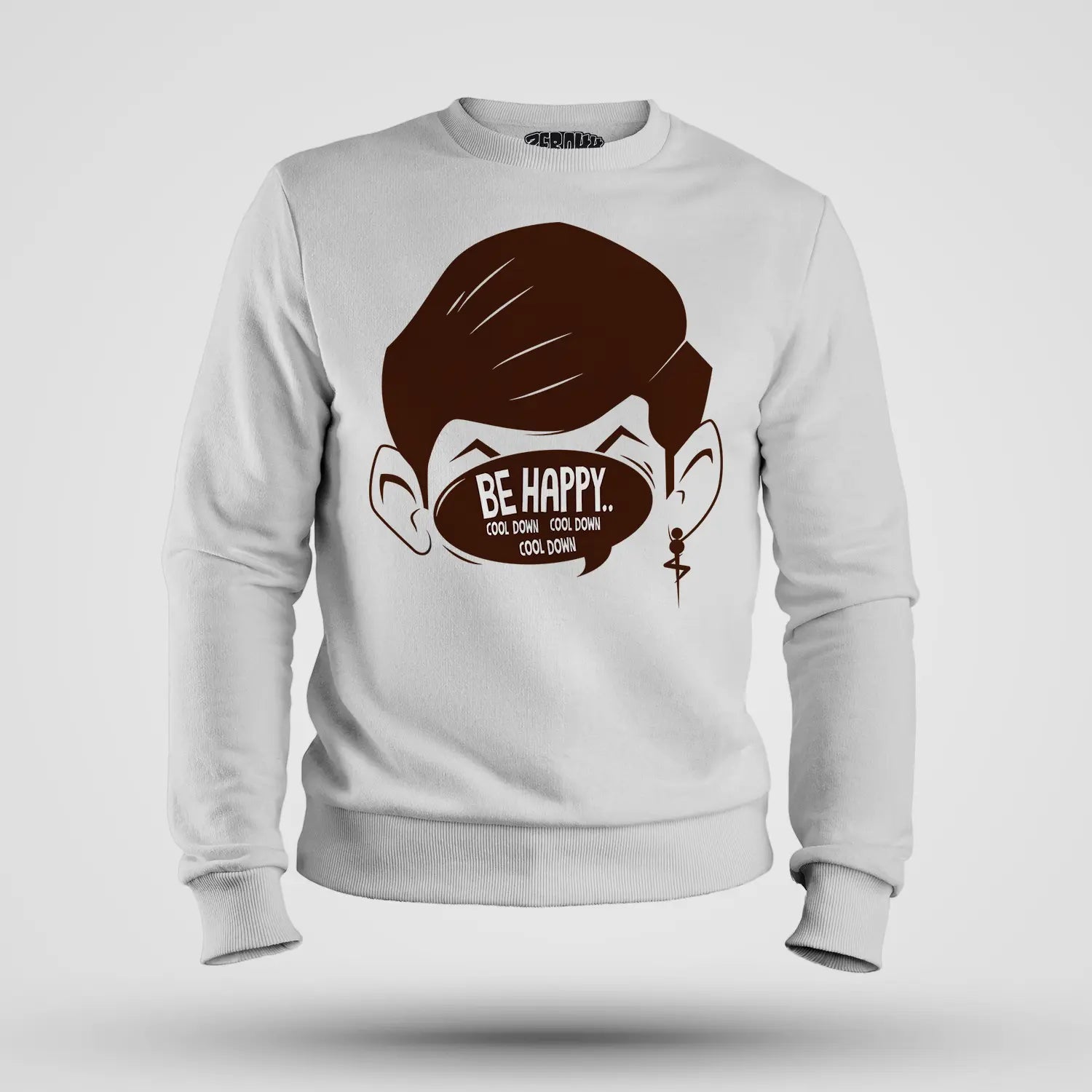 Be Happy Cool Down Cool Down Cool Down Men/Unisex Sweatshirt in White Color