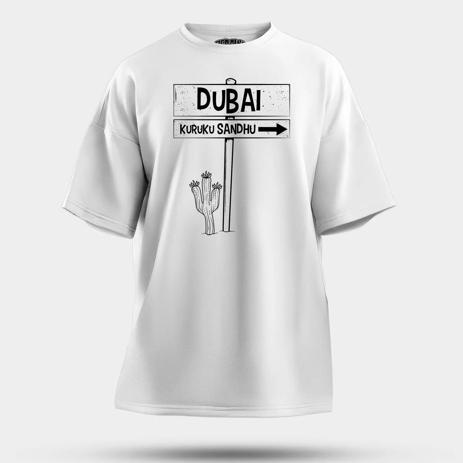 Dubai Kuruku Sandhu Men/Unisex Oversized T-Shirt in White Color