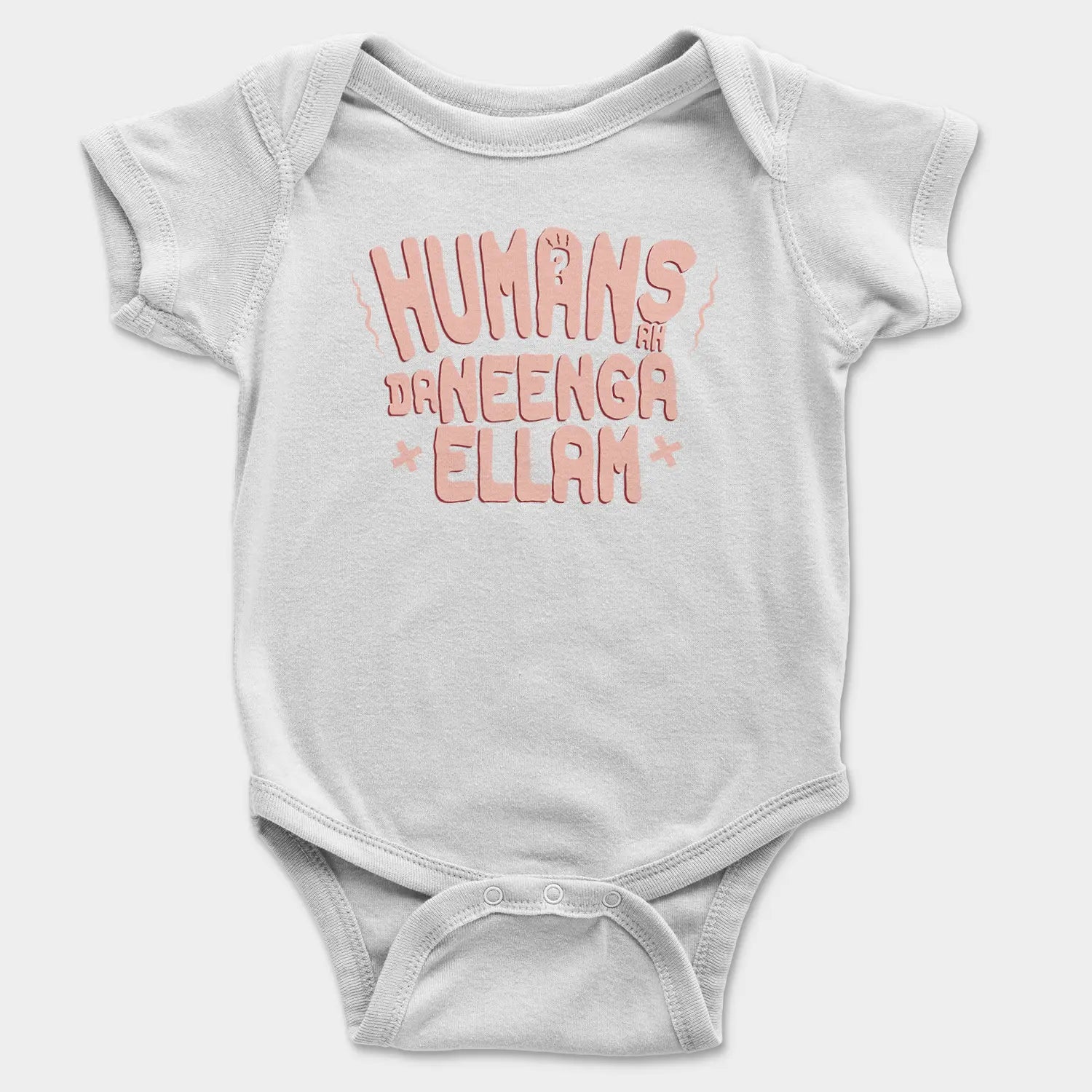Humans Ah Da Neenga Ellam? Onesie/Romper in White Color