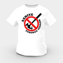 Aaniye Pudunga Venaam Girls Round Neck T-Shirt in White Color