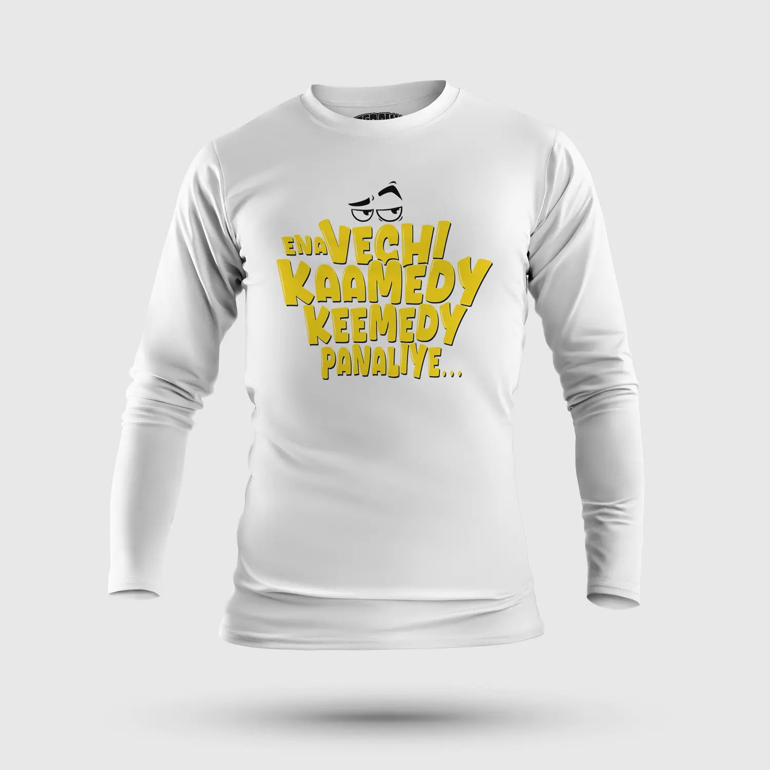 Ena Vechi Kaamedy Keemady Panaliye Men/Unisex Long Sleeve T-Shirt in White Color