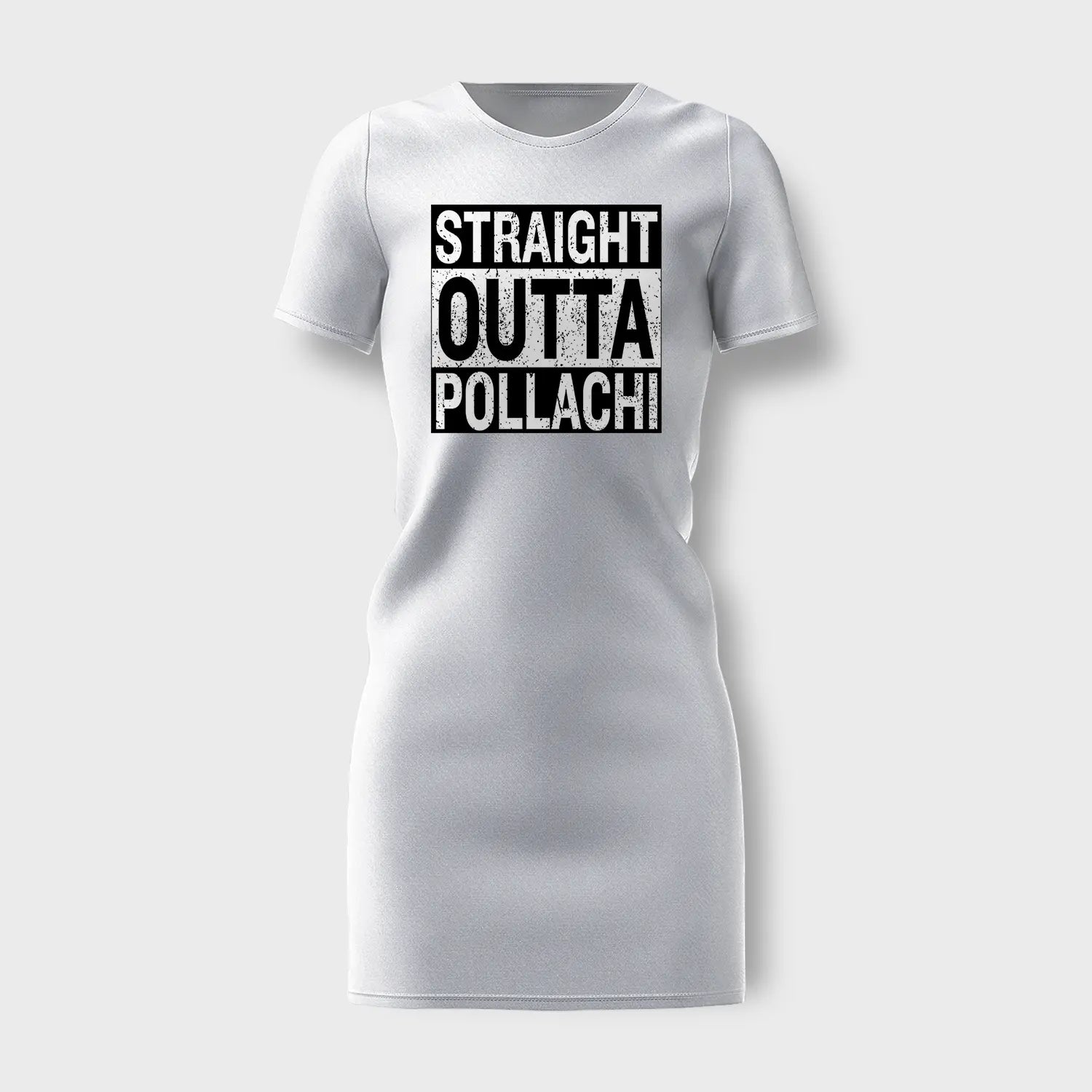 Straight Outta Pollachi Women's T-Shirt Dress in White Color