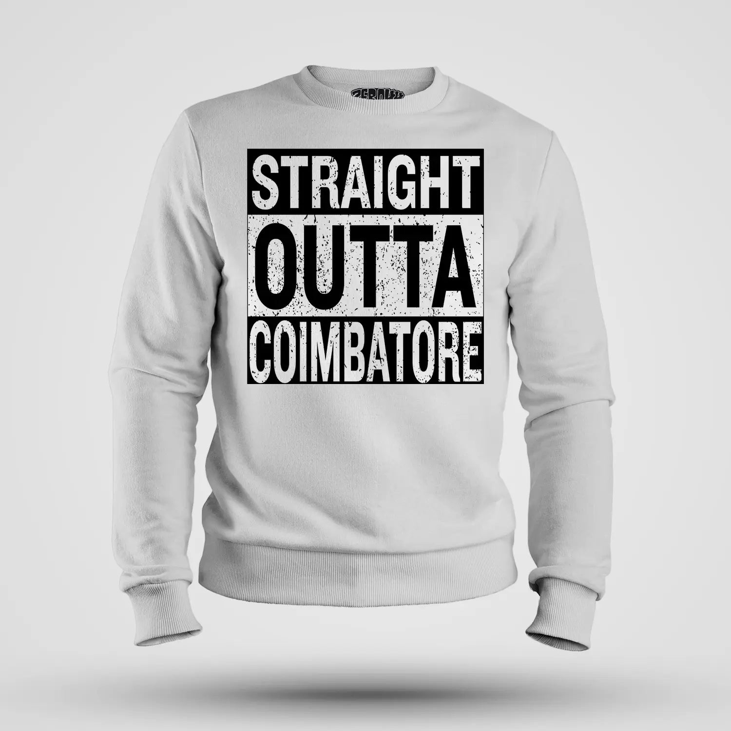 Straight Outta Coimbatore Men/Unisex Sweatshirt in White Color