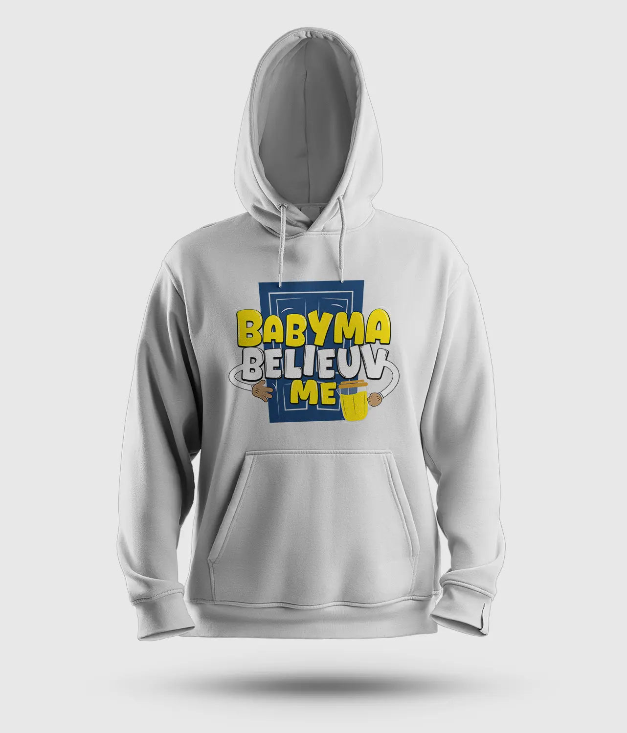 Babyma Belieuv Me Men/Unisex Hoodie in White Color
