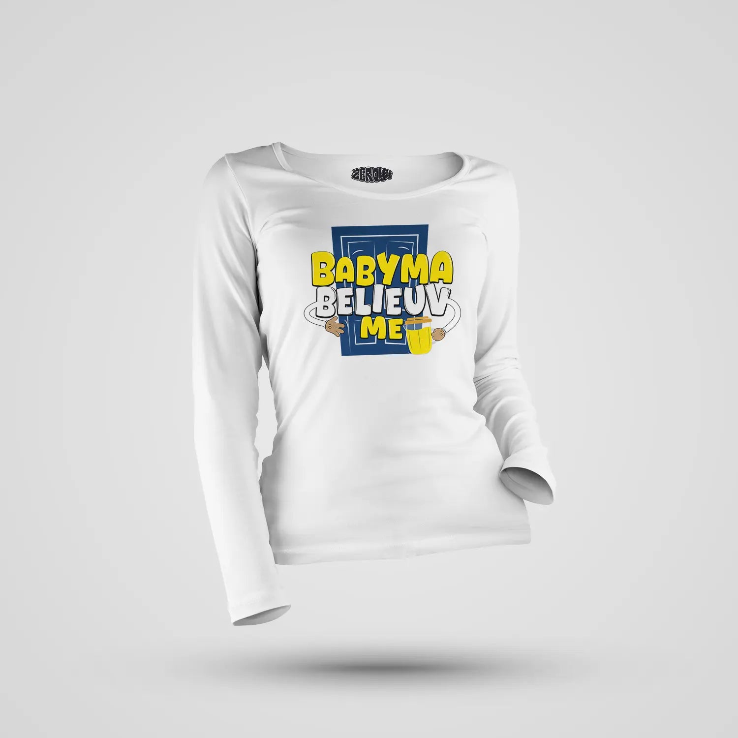 Babyma Belieuv Me Women's Long Sleeve T-Shirt in White Color