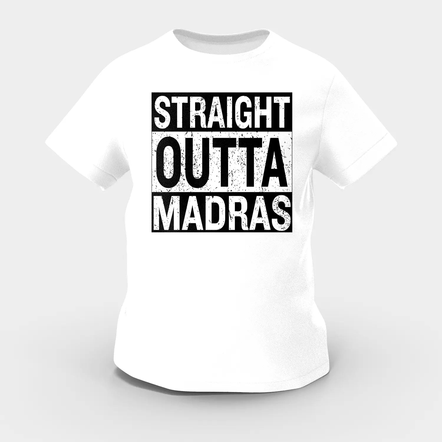 Straight Outta Madras Girls Round Neck T-Shirt in White Color