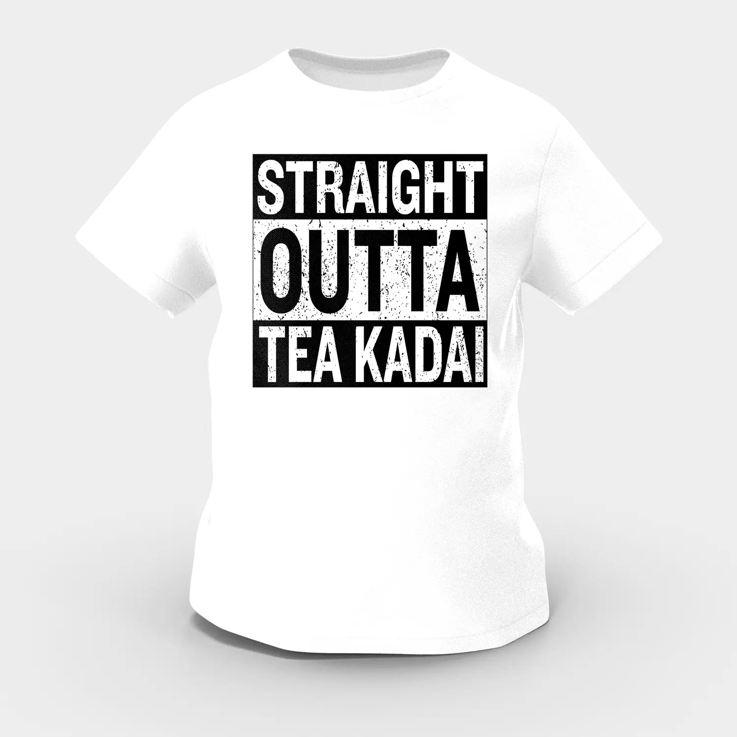 Straight Outta Tea Kadai Girls Round Neck T-Shirt in White Color