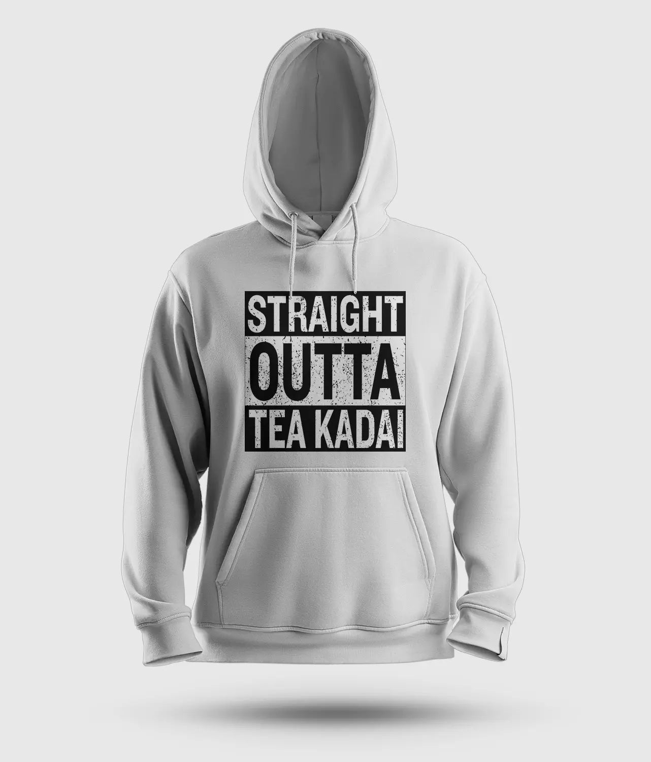 Straight Outta Tea Kadai Men/Unisex Hoodie in White Color