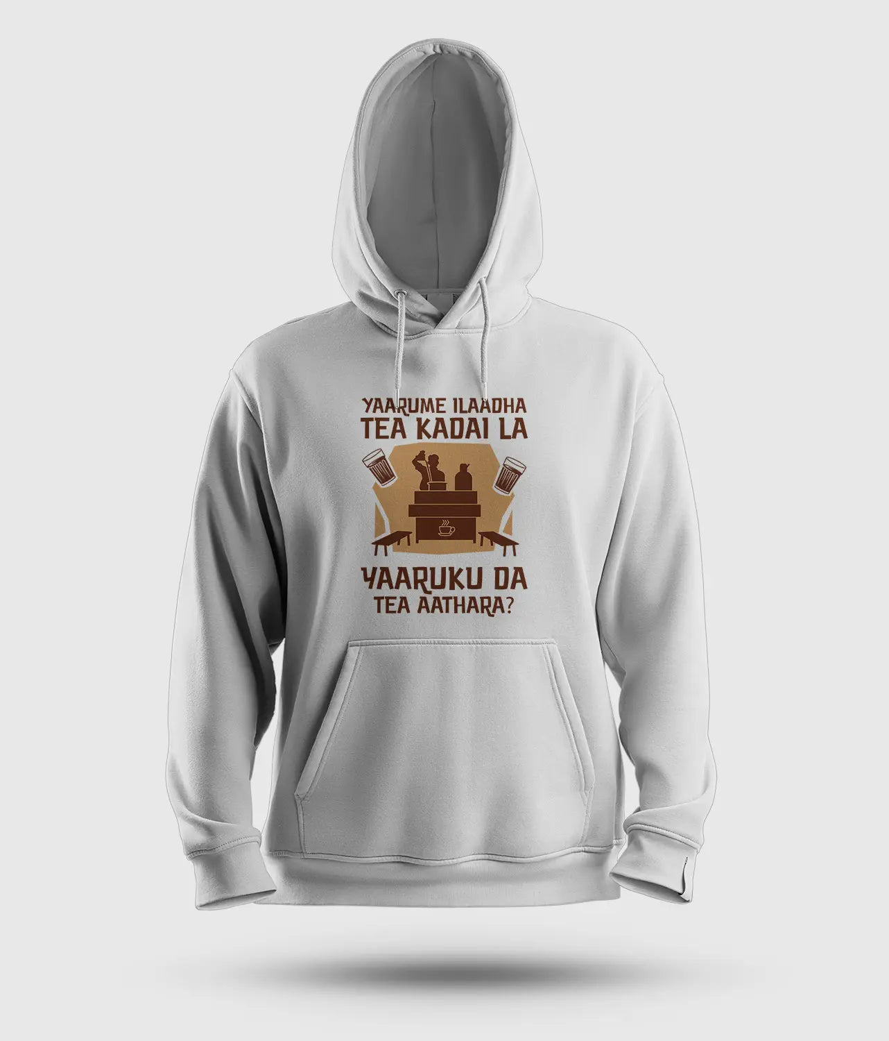 Yaarume Ilaadha Tea Kadai La Yaaruku Da Tea Aathara? Men/Unisex Hoodie in White Color