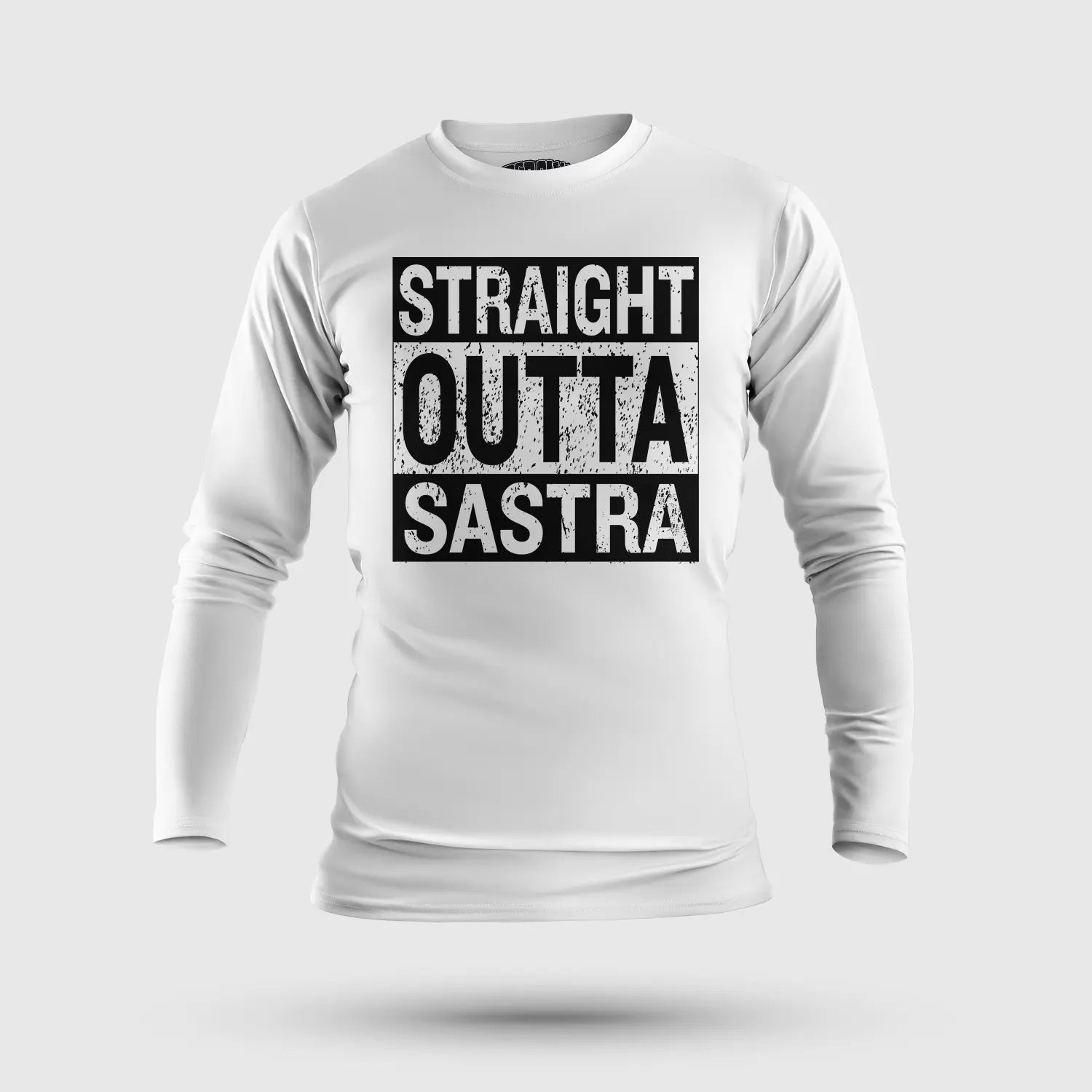 Straight Outta Sastra Men/Unisex Long Sleeve T-Shirt in White Color