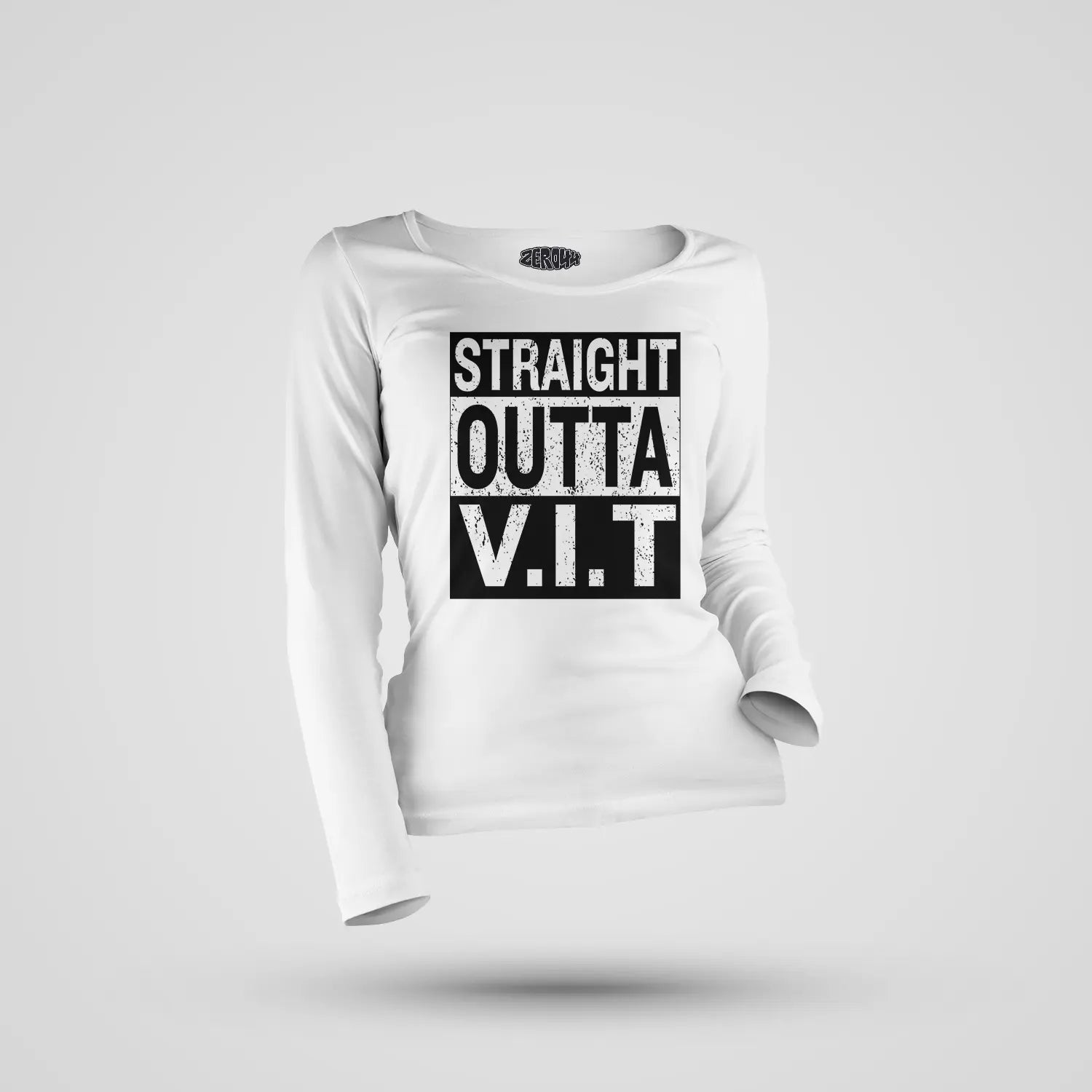 Straight Outta Vit Women's Long Sleeve T-Shirt in White Color