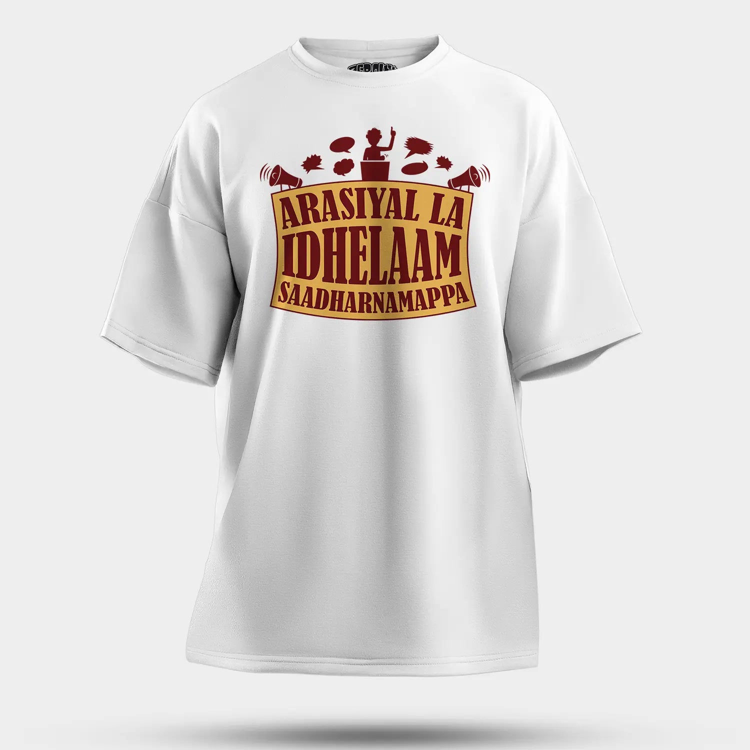 Arasiyal La Idhellam Saadharnamappa Men/Unisex Oversized T-Shirt in White Color