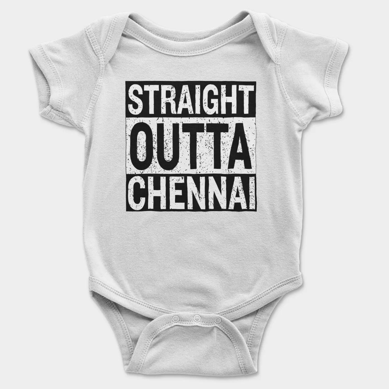 Straight Outta Chennai Onesie/Romper in White Color