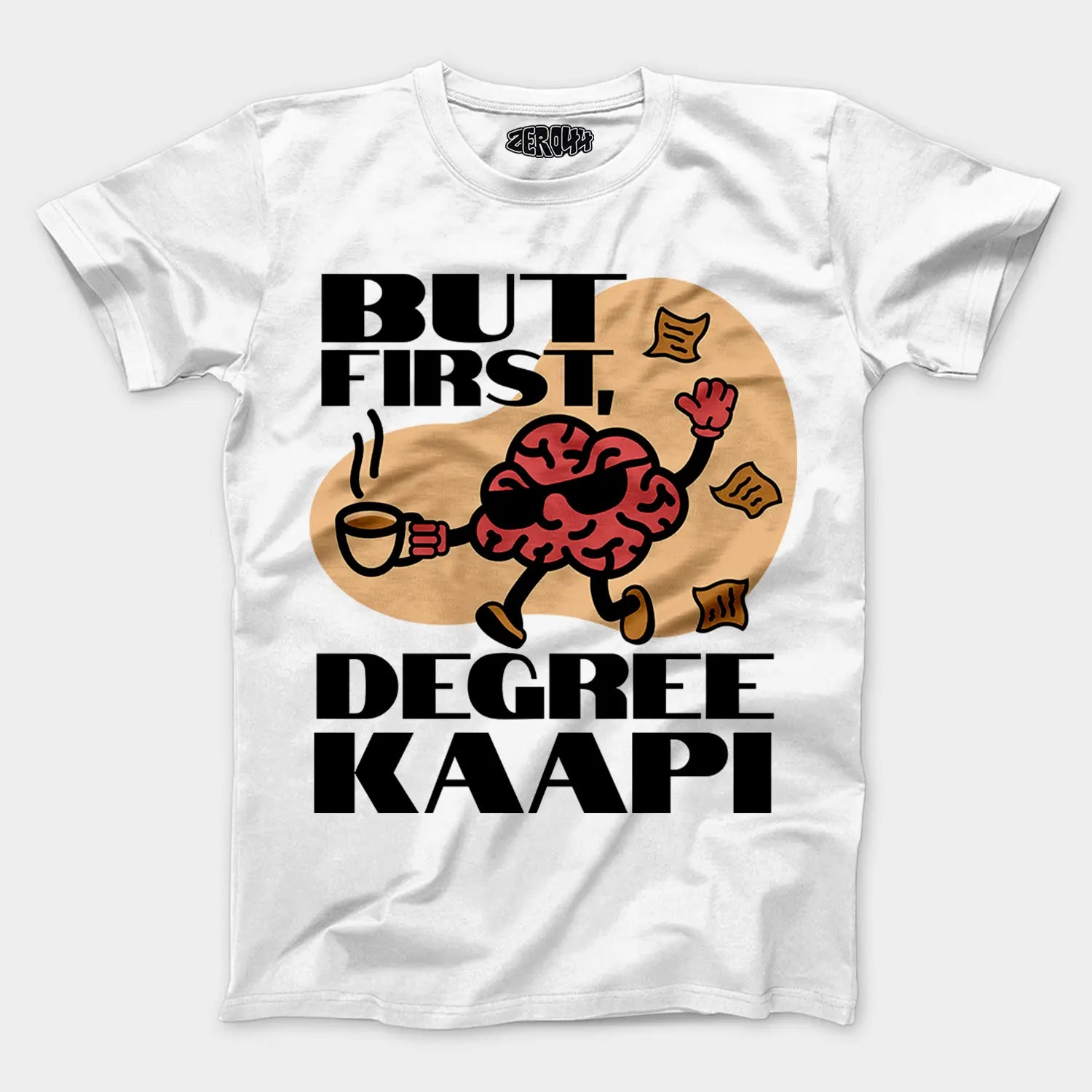 But First Degree Kaapi Men/Unisex T-Shirt in White Color
