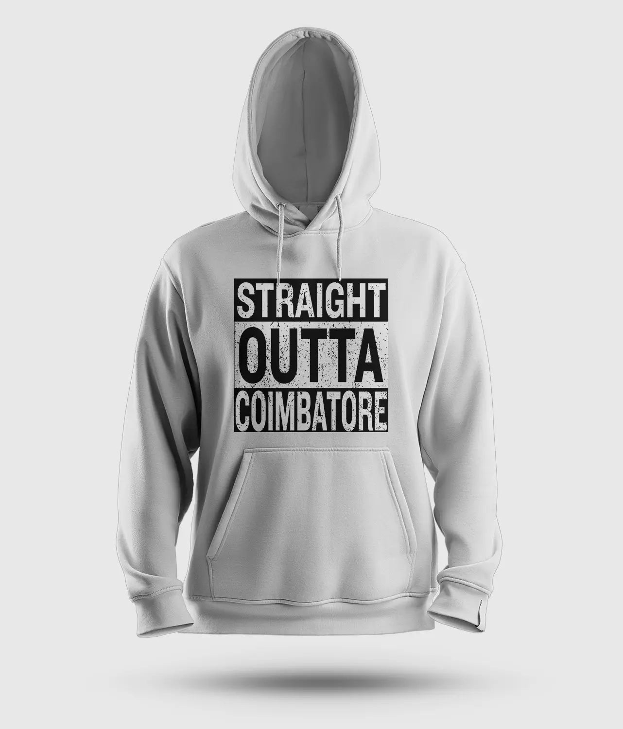 Straight Outta Coimbatore Men/Unisex Hoodie in White Color