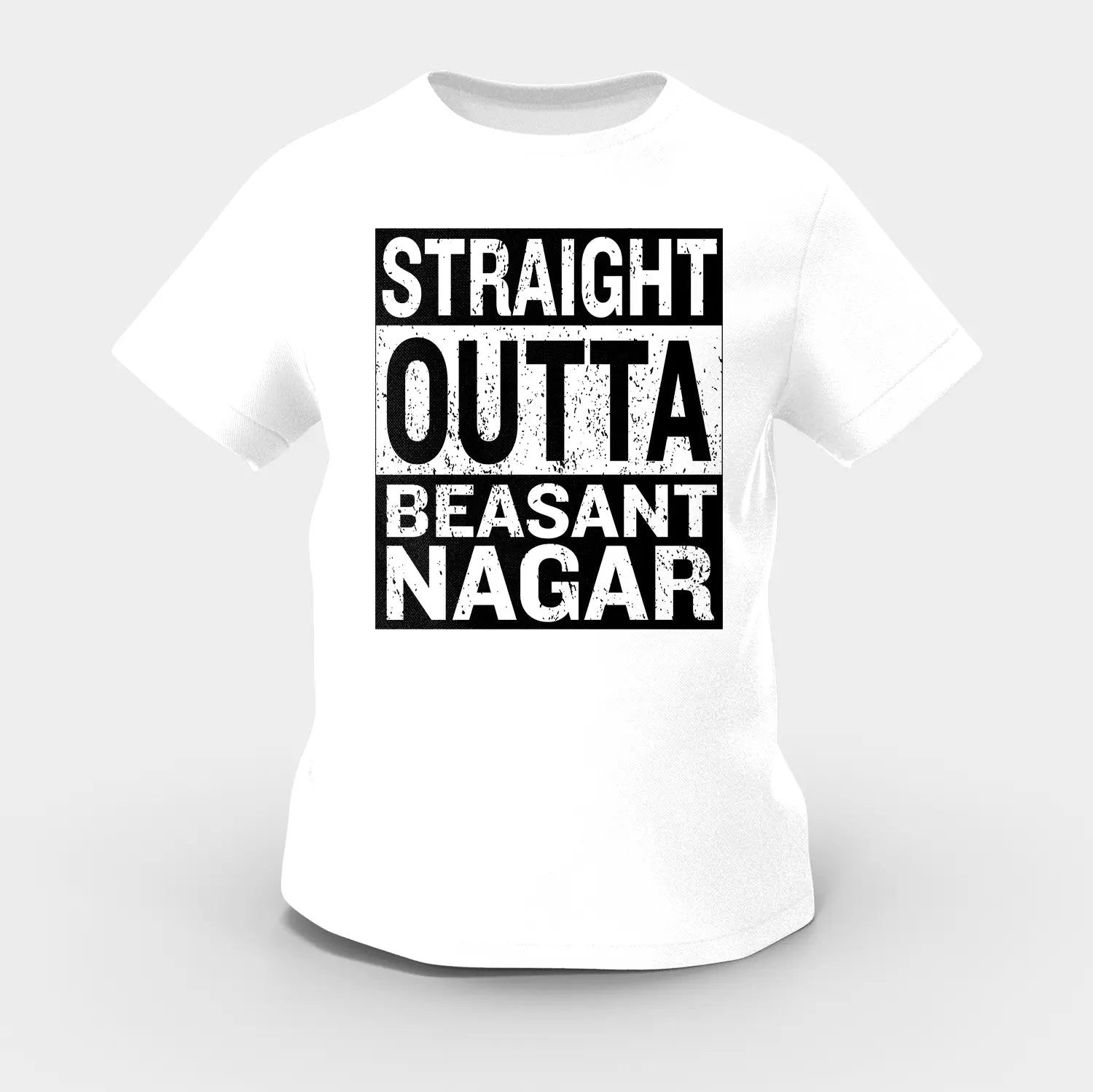 Straight Outta Beasant Nagar Girls Round Neck T-Shirt in White Color