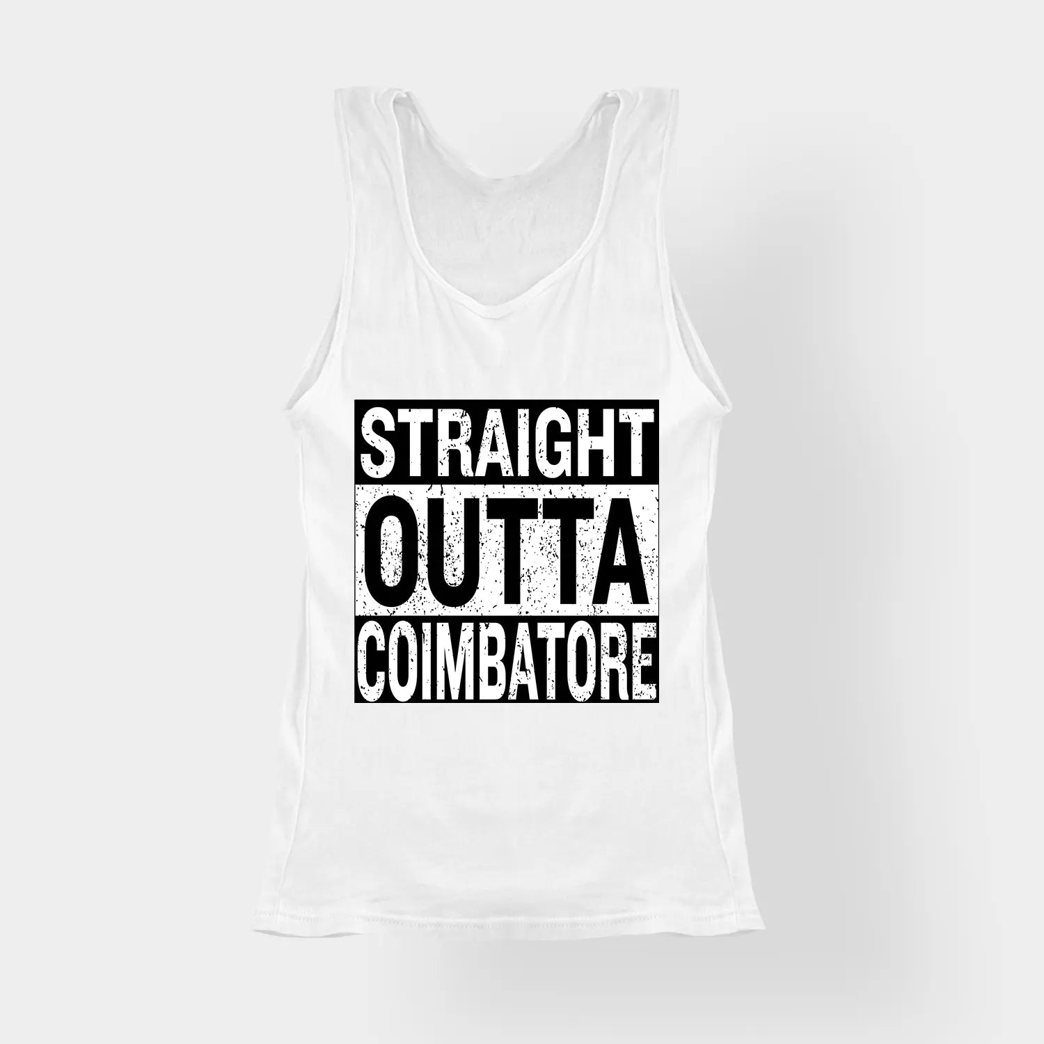 Straight Outta Coimbatore Women's Tank Top in White Color
