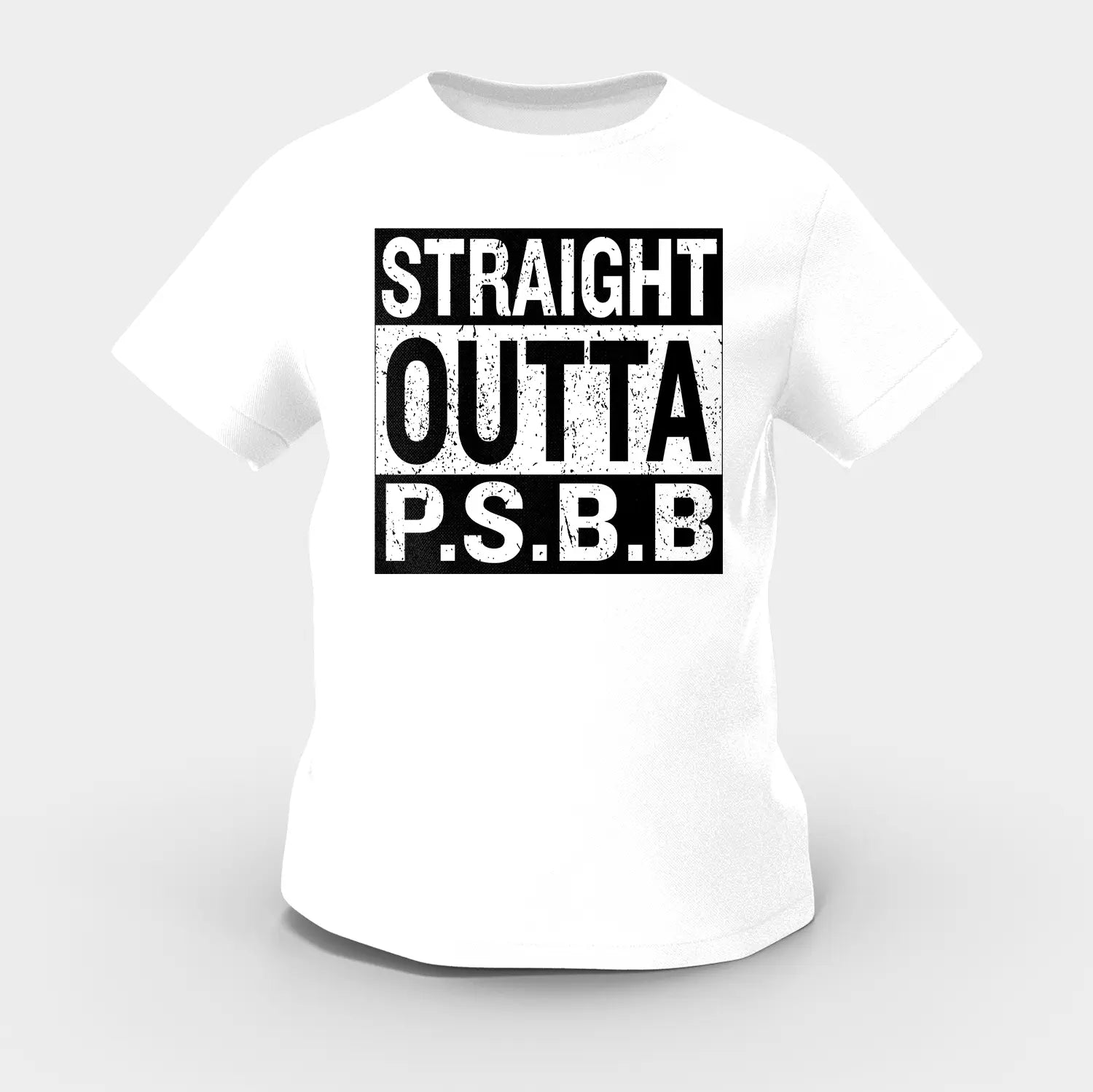 Straight Outta Psbb Girls Round Neck T-Shirt in White Color