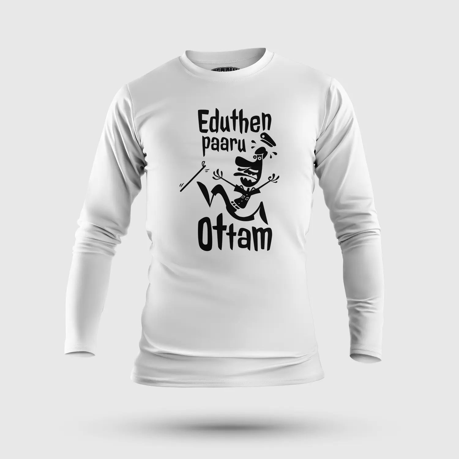 Eduthen Paaru Ottam Men/Unisex Long Sleeve T-Shirt in White Color