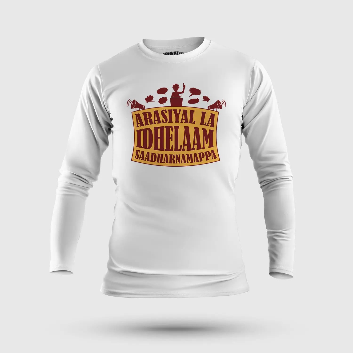 Arasiyal La Idhellam Saadharnamappa Men/Unisex Long Sleeve T-Shirt in White Color