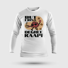 But First Degree Kaapi Men/Unisex Long Sleeve T-Shirt in White Color