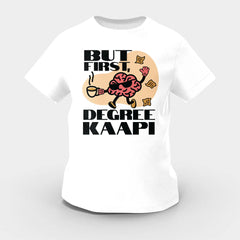But First Degree Kaapi Girls Round Neck T-Shirt in White Color
