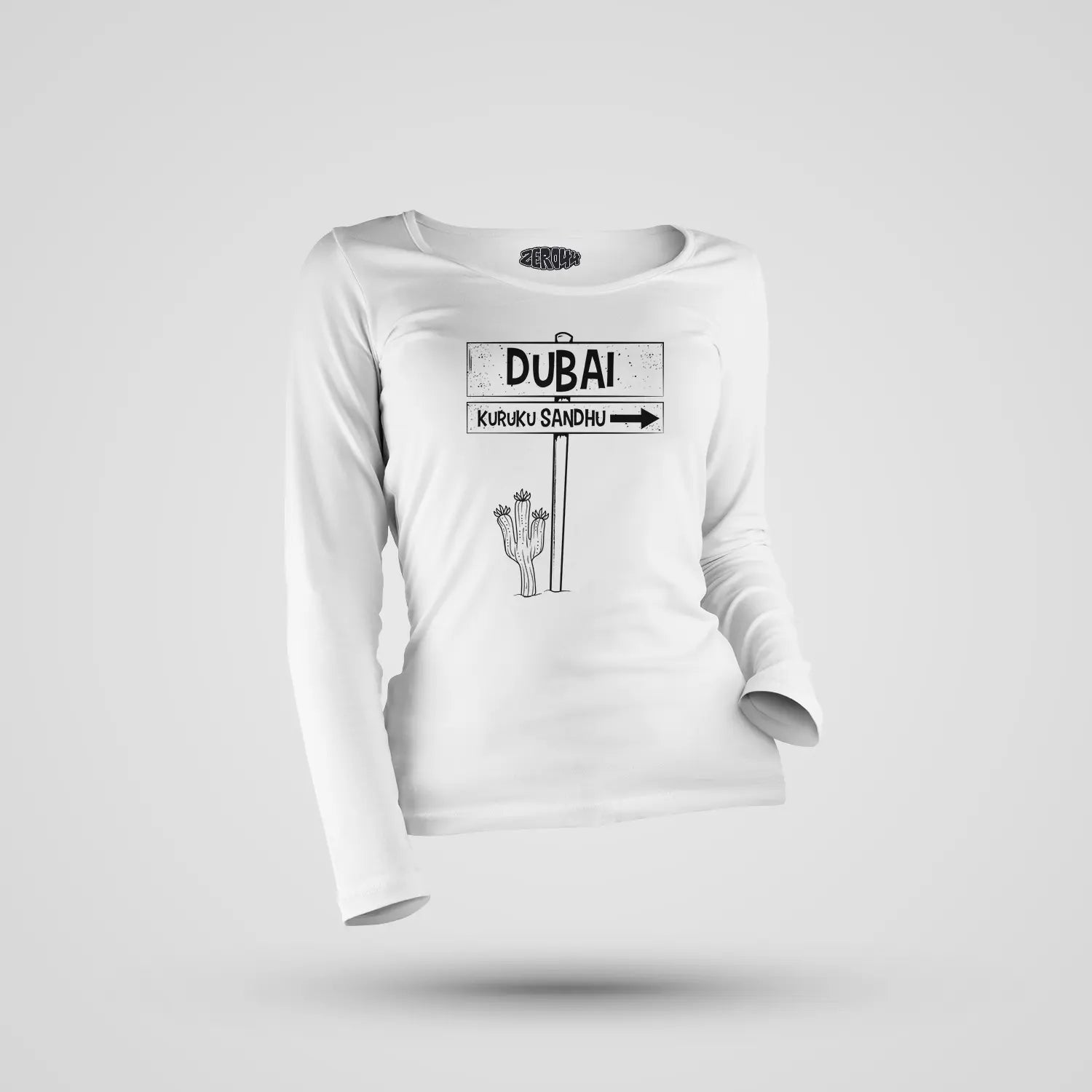 Dubai Kuruku Sandhu Women's Long Sleeve T-Shirt in White Color