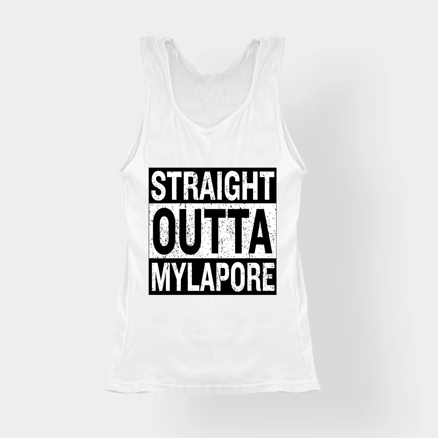 Straight Outta Mylapore Women's Tank Top in White Color