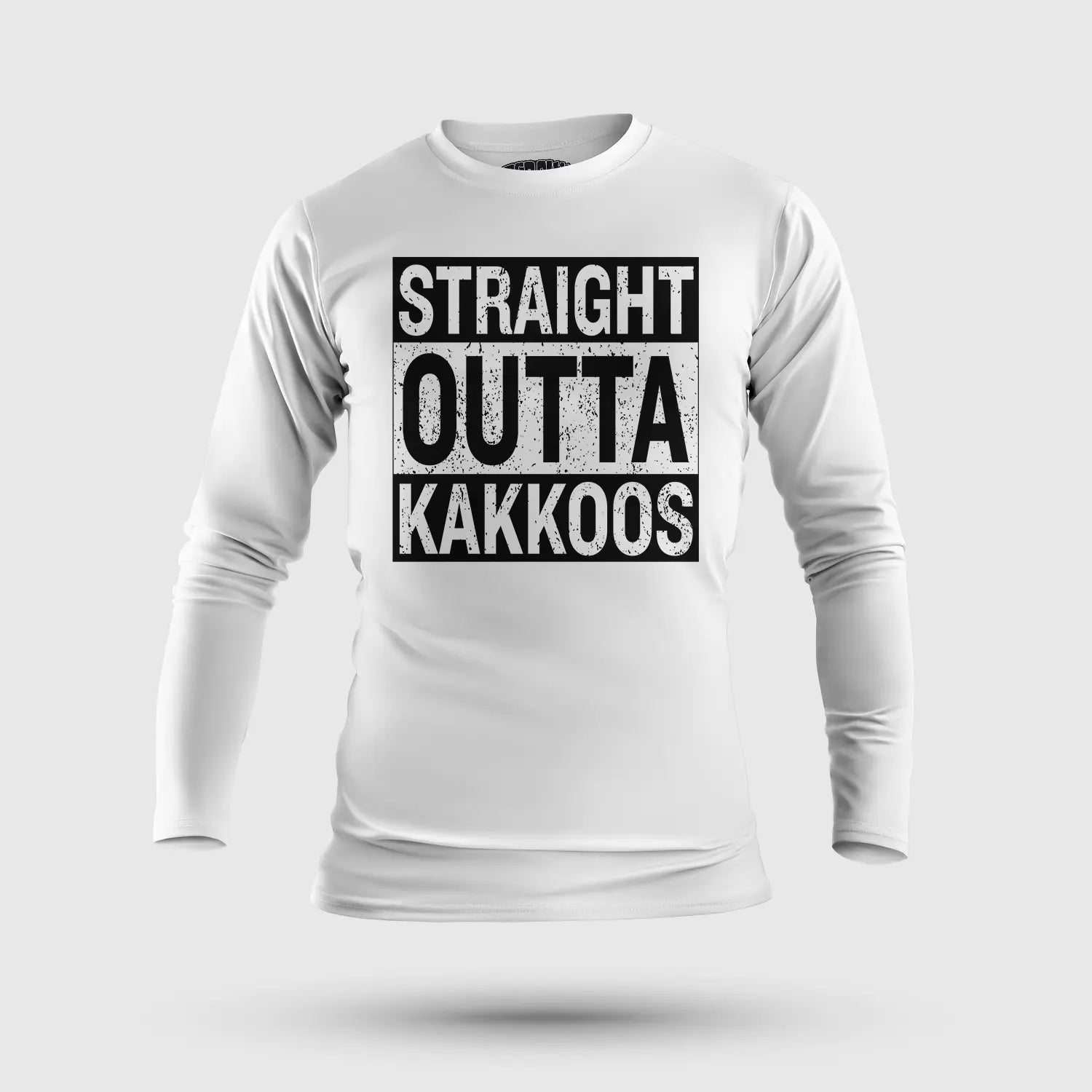 Straight Outta Kakkoos Men/Unisex Long Sleeve T-Shirt in White Color