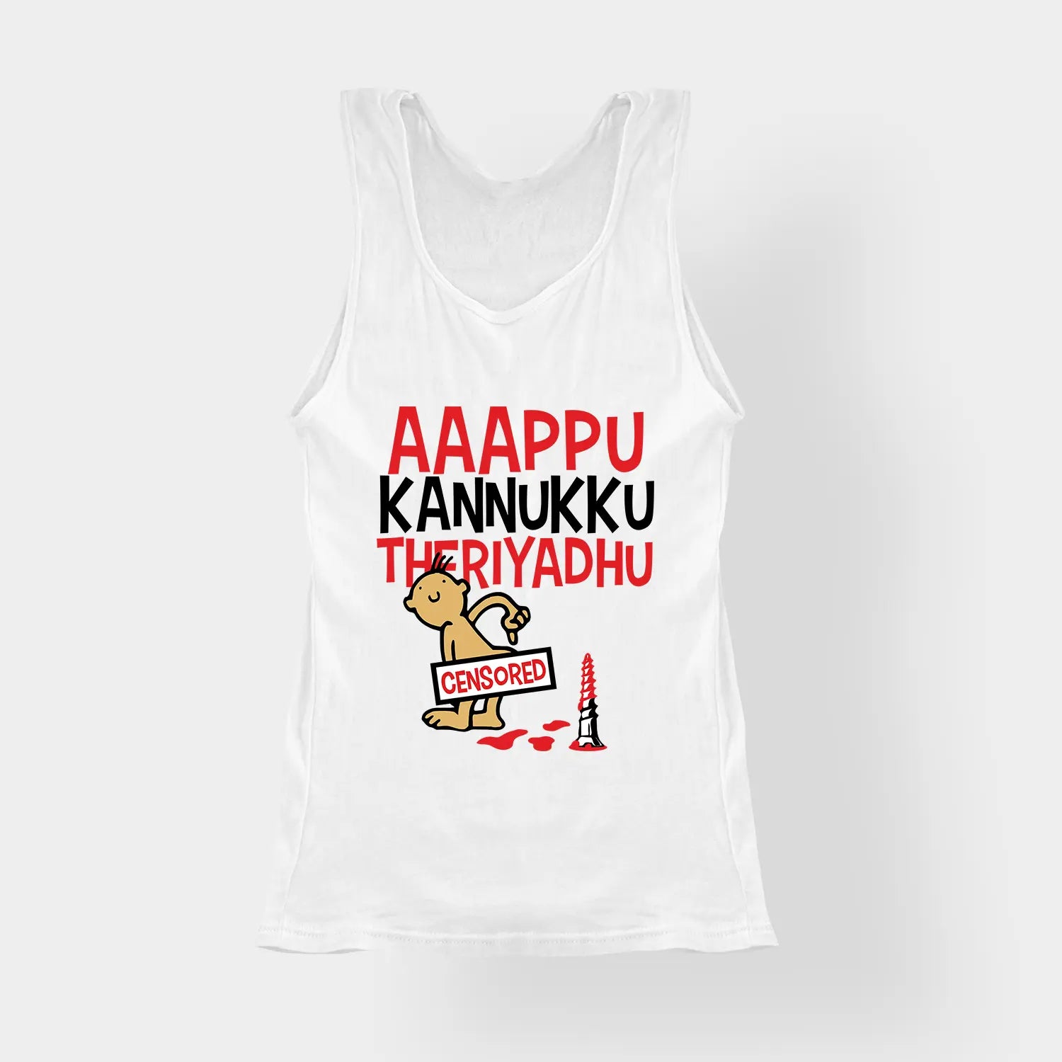 Aaappu Kannukku Theriyadhu Women's Tank Top in White Color