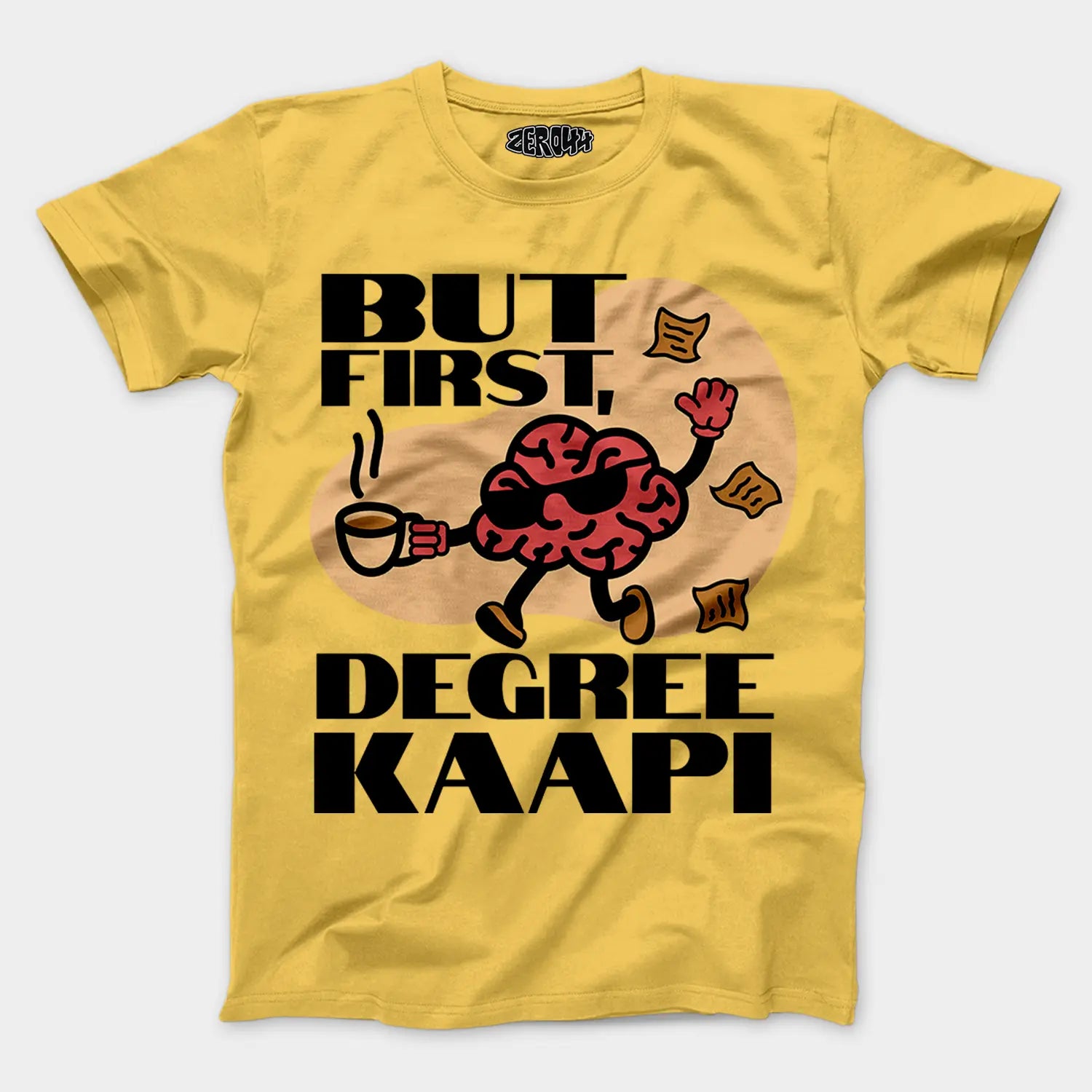 But First Degree Kaapi Men/Unisex T-Shirt in Yellow Color