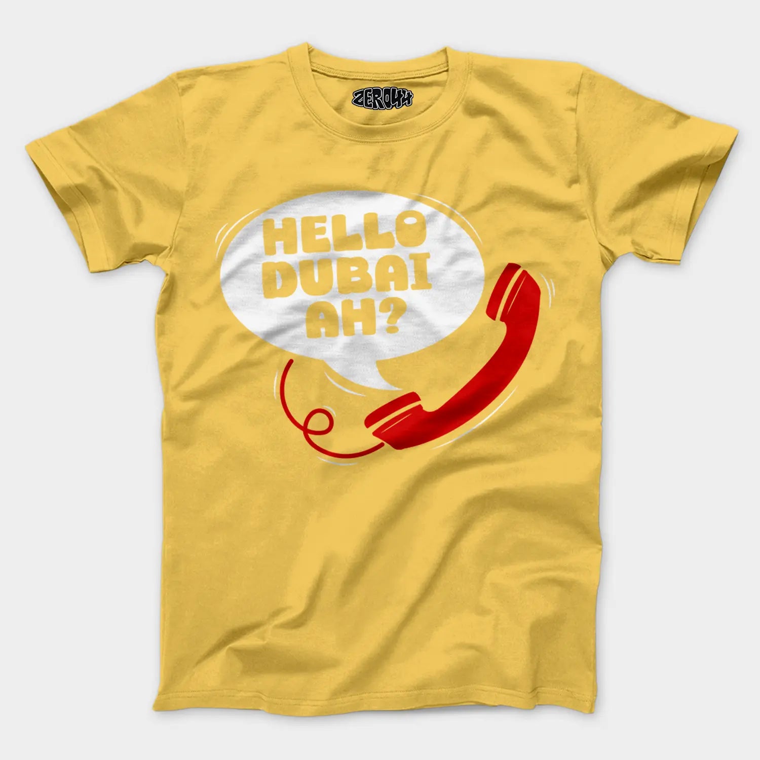 Hello Dubai Ah? Men/Unisex T-Shirt in Yellow Color