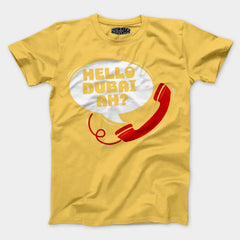 Hello Dubai Ah? Men/Unisex T-Shirt in Yellow Color