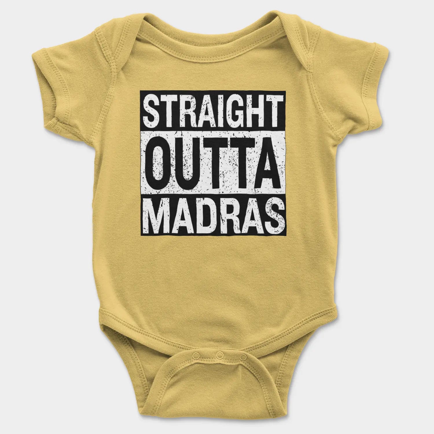 Straight Outta Madras Onesie/Romper in Yellow Color