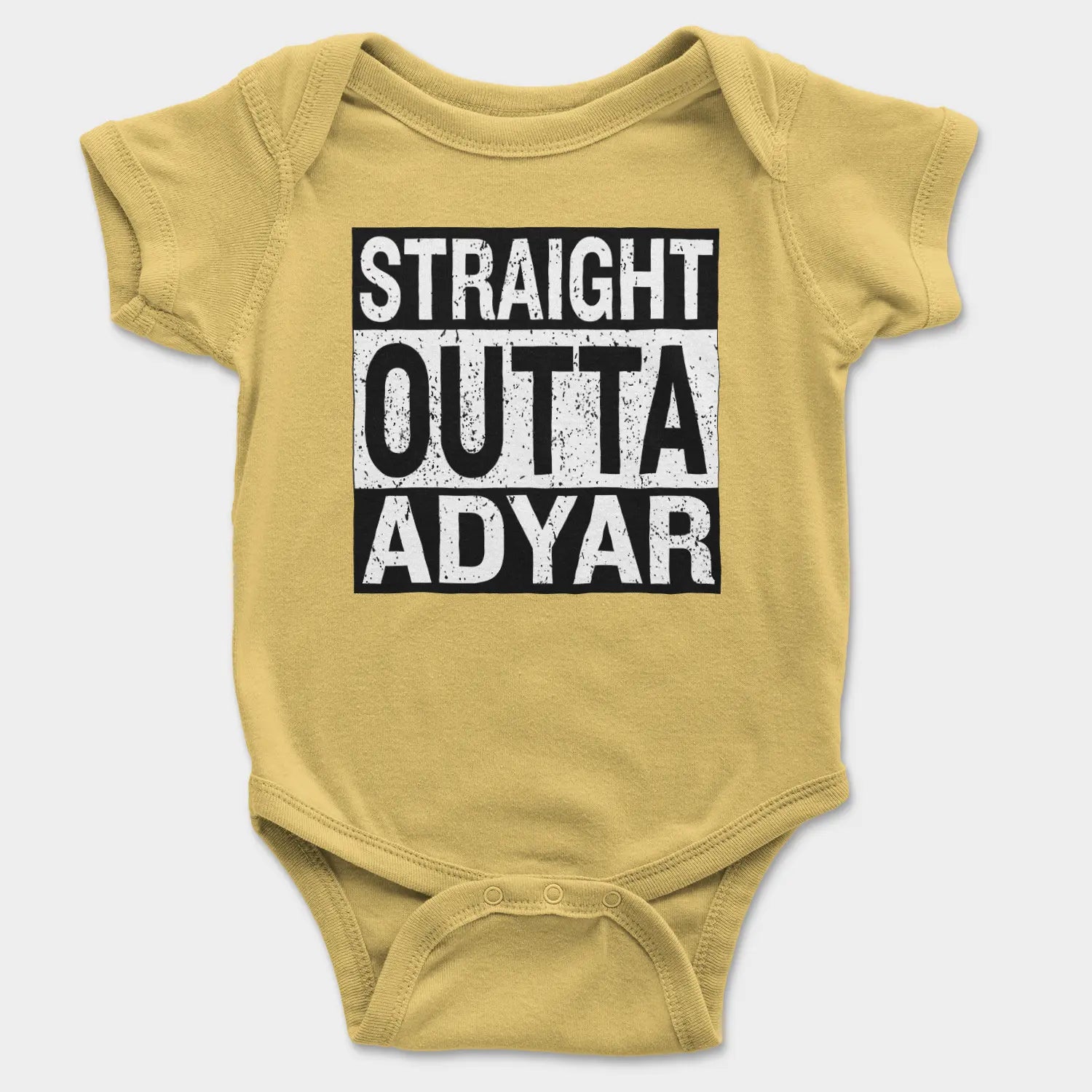 Straight Outta Adyar Onesie/Romper in Yellow Color