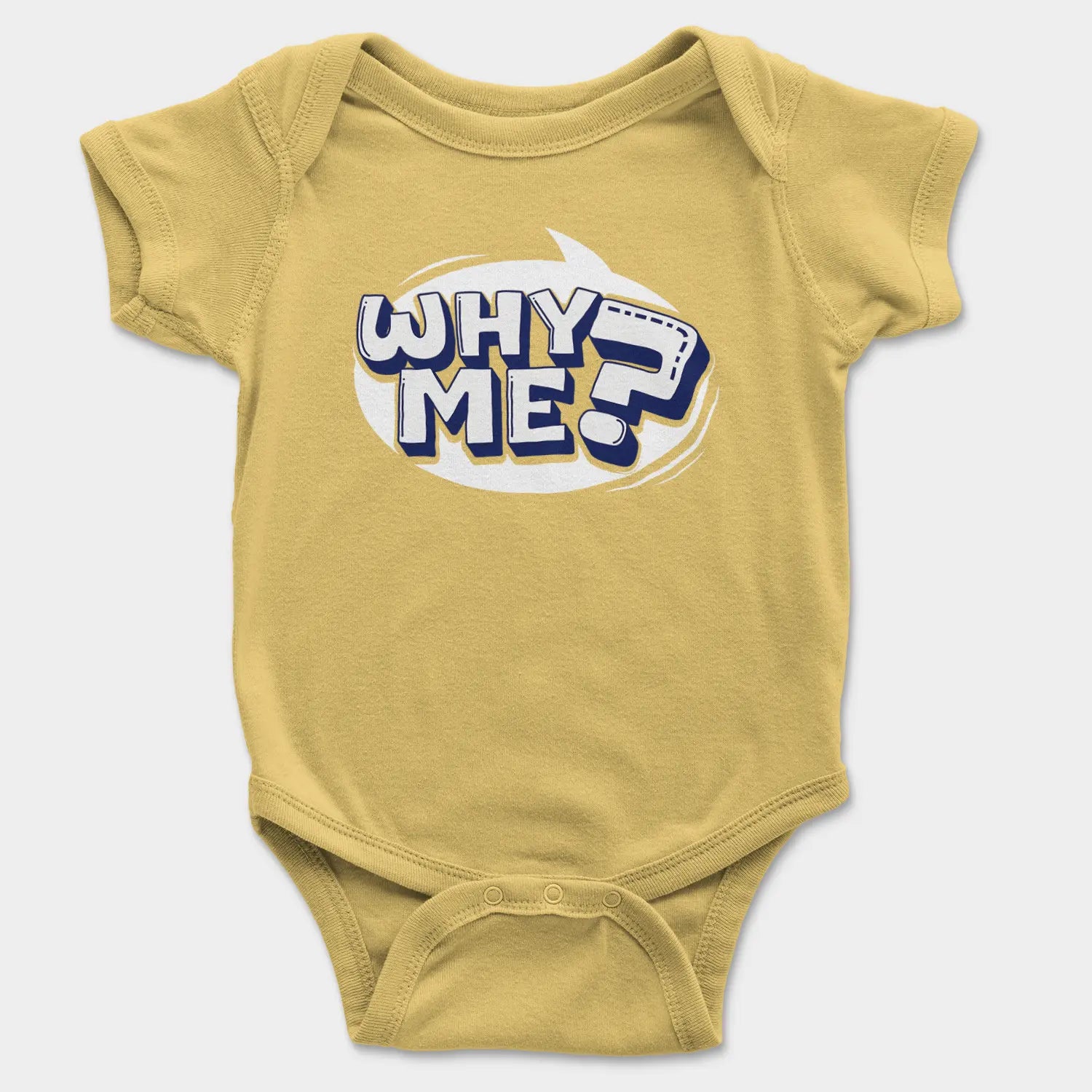 Why Me? Onesie/Romper in Yellow Color