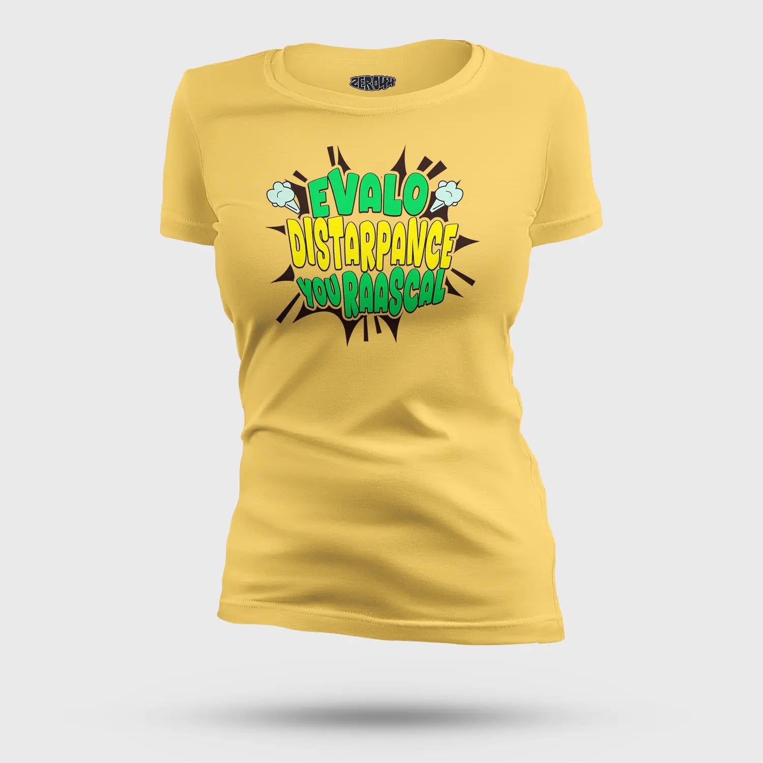 Evalo Distarpance You Raascal Women's T-Shirt in Yellow Color
