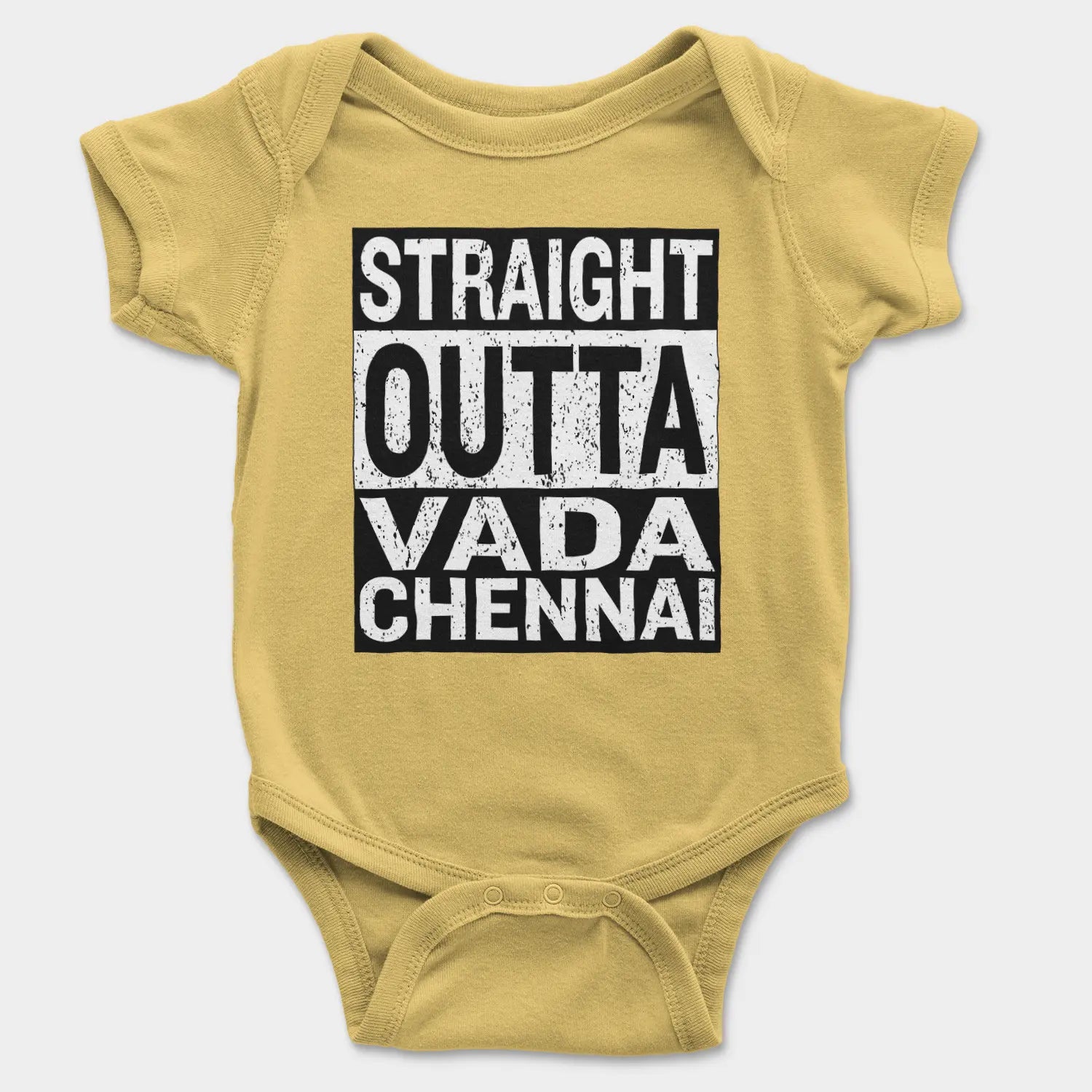Straight Outta Vada Chennai Onesie/Romper in Yellow Color