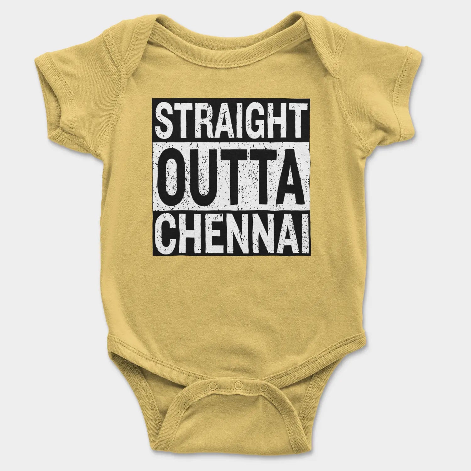 Straight Outta Chennai Onesie/Romper in Yellow Color