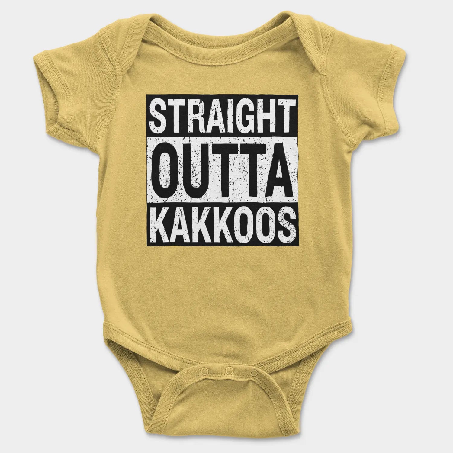 Straight Outta Kakkoos Onesie/Romper in Yellow Color