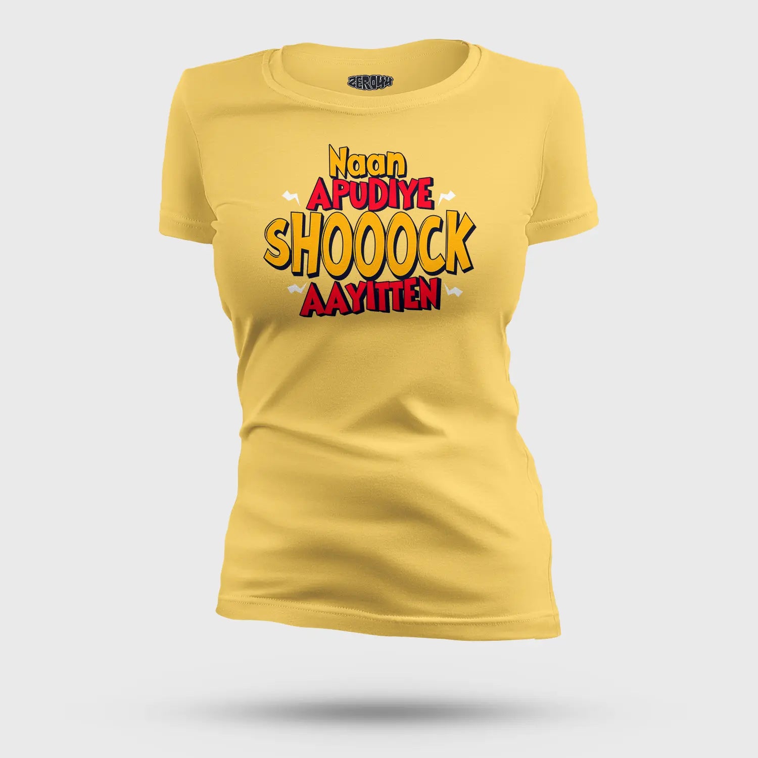 Naan Apudiye Shoooock Aayitten Women's T-Shirt in Yellow Color