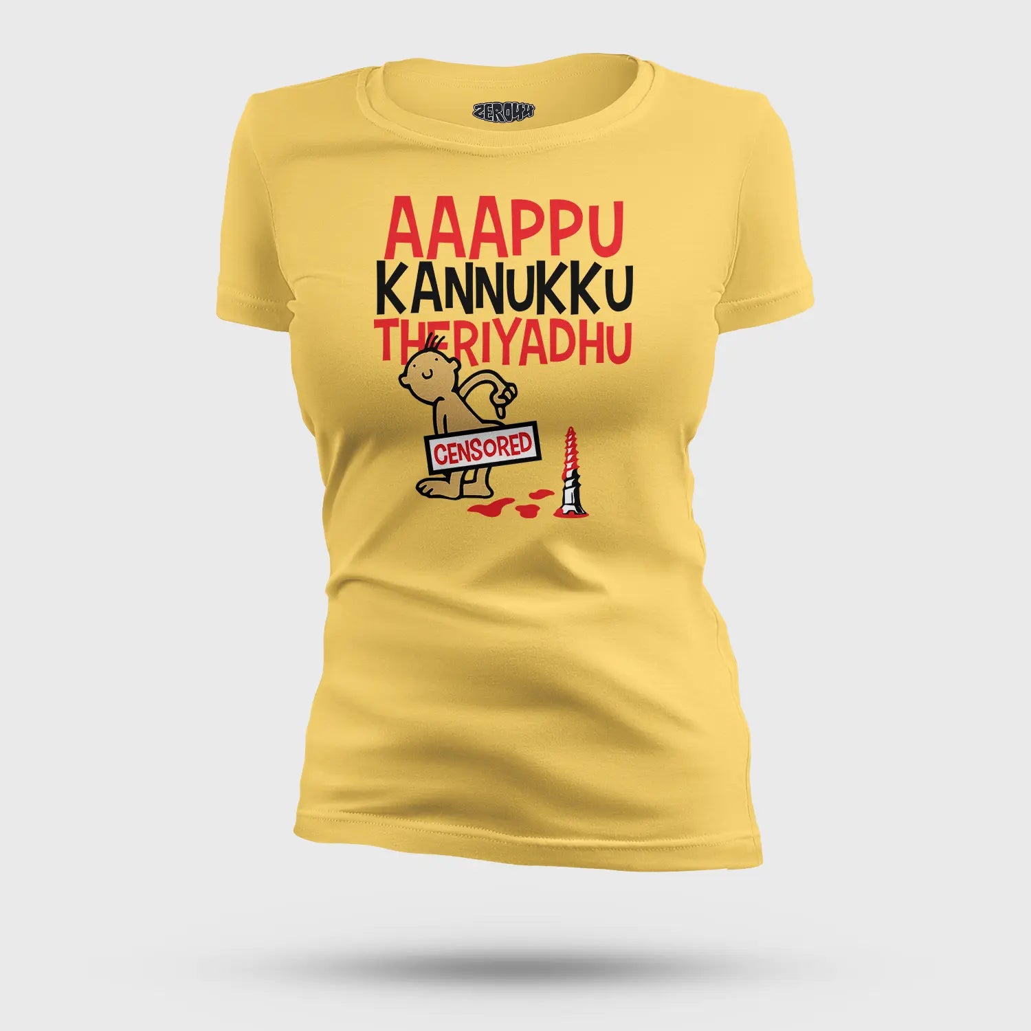 Aaappu Kannukku Theriyadhu Women's T-Shirt in Yellow Color
