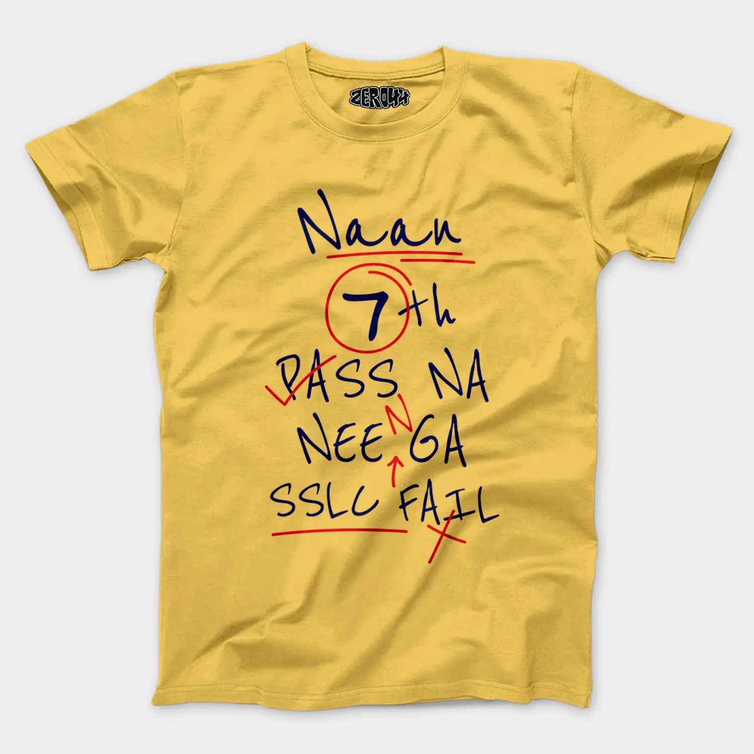 Naan 7Th Pass Na, Neenge Sslc Fail Men/Unisex T-Shirt in Yellow Color